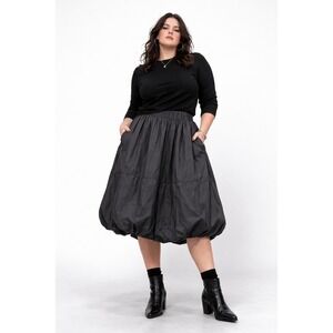 Adeptt Carri Skirt 3XL Black Bubble Hem Midi Taffeta Avant Garde Gothic Glam